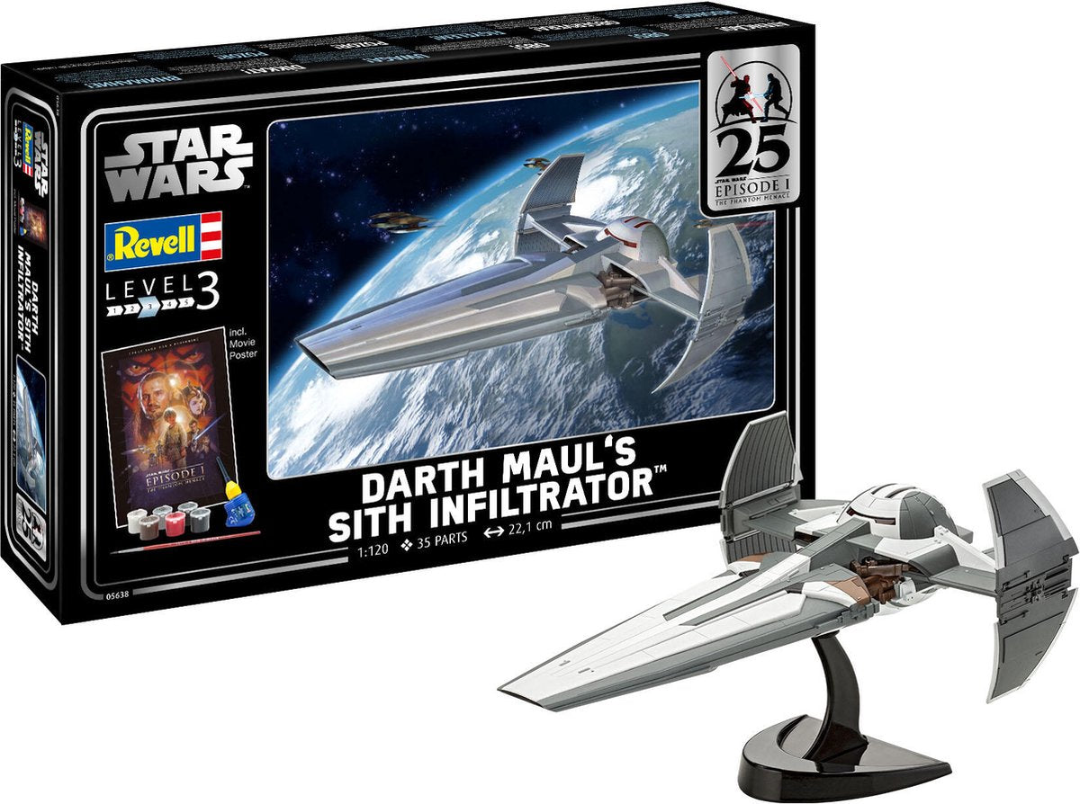 Revell modelbouwpakket star wars - darth mauls sith infiltrator 1:120 - 35dlg.