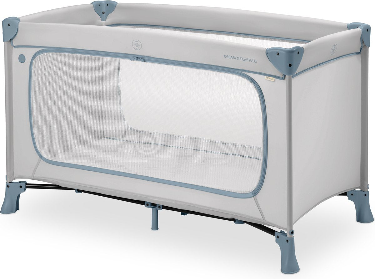 Hauck dream n play plus - campingbedje - extra grote doorgang - dusty blue