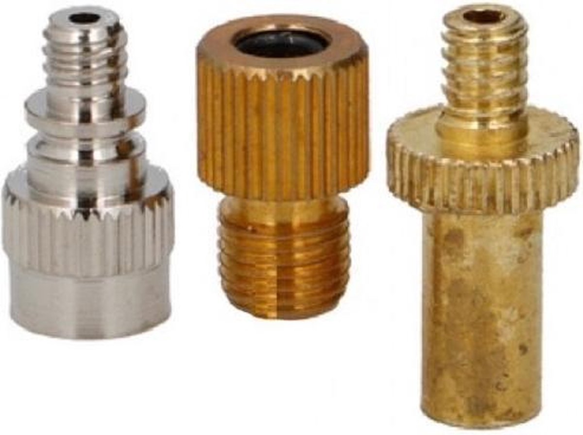 Dunlop 3-delige set ventieladapters fietsventiel adapter av-dv dv fv-av fv-dv 3-delige ventieladapter