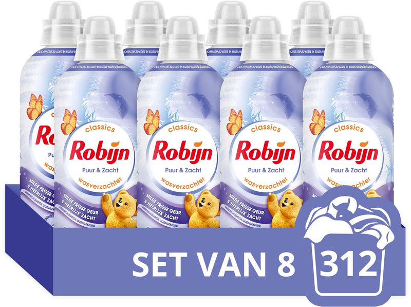 Robijn wasverzachter - puur zacht - 8 stuks - 312 wasbeurten - voordeelverpakking