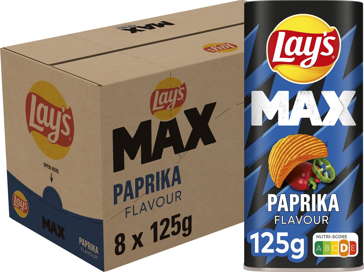 Lay's max paprika snack box - chips - 8 x 125 gram