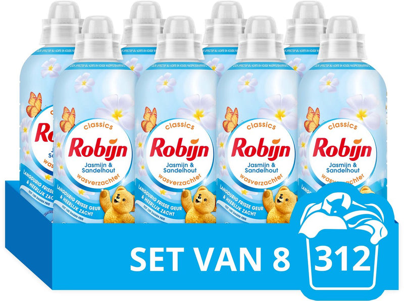 Robijn wasverzachter - jasmijn sandelhout - 8 stuks - 312 wasbeurten - voordeelverpakking