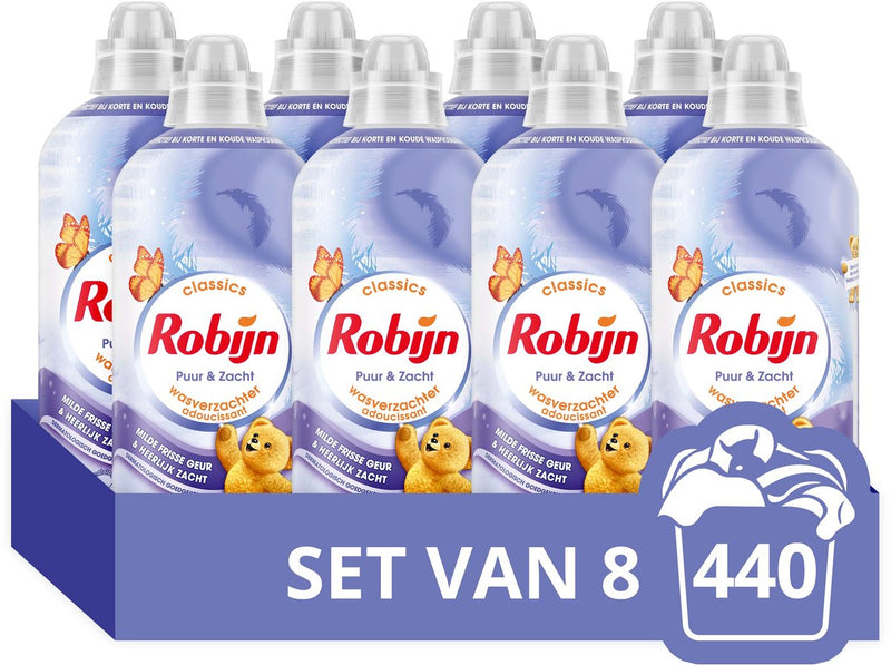 Robijn wasverzachter - puur zacht - 8 stuks - 440 wasbeurten - voordeelverpakking