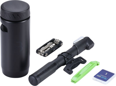 Bbb cycling combiset tools tubes bidonhouder - met gereedschapsset - gereedschapsbidon fiets - zwart - maat l - bsb-64