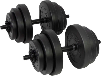 Tunturi gewichten - halterset - dumbbell set - 2 stuks - totaal 28kg - zwart - vinyl - incl. gratis fitness app