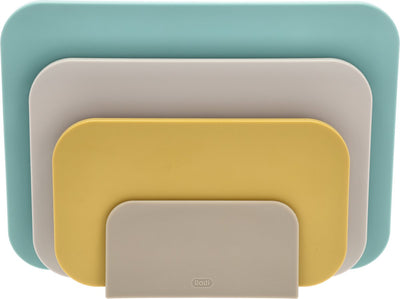 Rosti choptima snijplankenset 35,5 x 7 x 26,5 cm ocean- kunststof - 4 snijplanken - vaatwasserbestendig - met houder - keuken