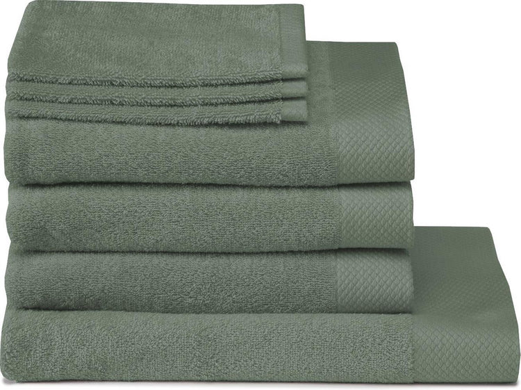 Seahorse pure - 3 washandjes 3 baddoeken 1 douchelaken - laurel - set van 7