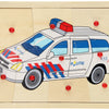 Playwood houten puzzel politie auto 9 delig hout
