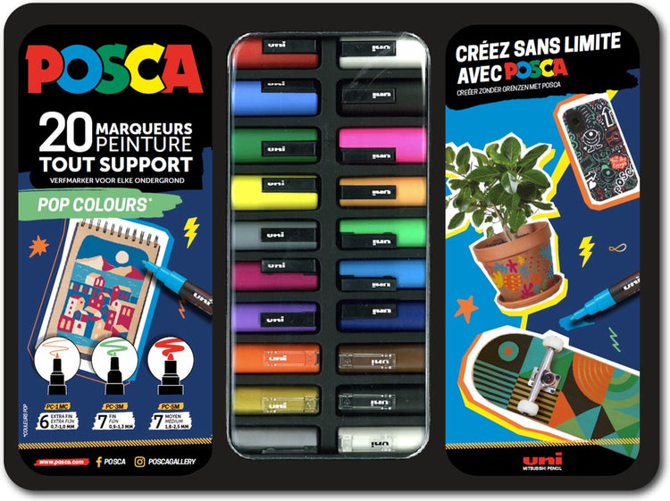 Posca uni uni verfmarker koffer pop colours 20 stuks