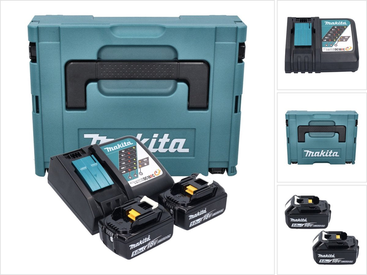 Makita toebehoren - set van 9a lader en 2x 18 v lxt 5.0 ah accu 197624-2