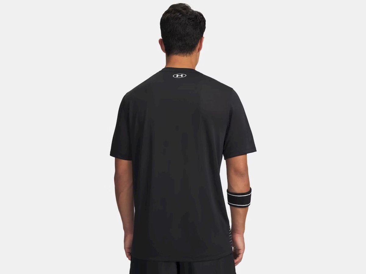 Under armour ua tech play short sleeve-blk heren sportshirt - zwart wit