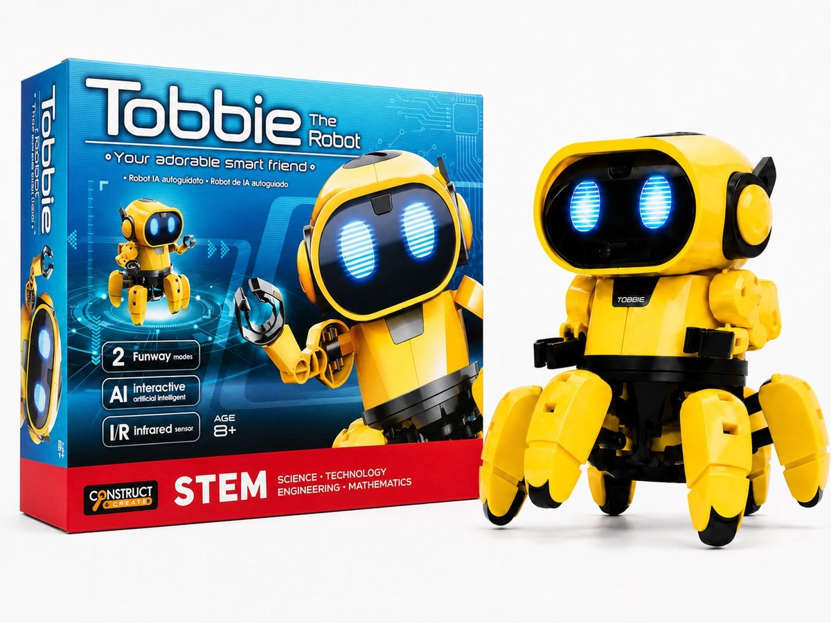 Construct and create construct create tobbie de robot - experimenteerset - robot bouwpakket - programmeerbaar - ai robot