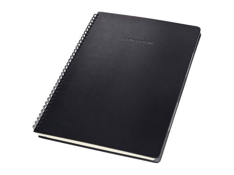 Sigel spiraal notitieboek - conceptum - a4 - zwart - hardcover - 160 pagina's - geruit - incl. tabbladen - 80 grams papier - si-co840