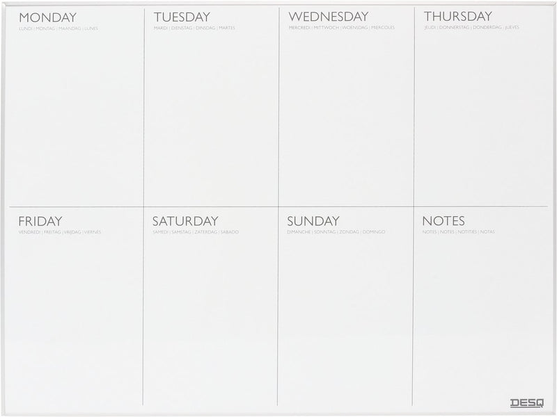 Desq ® weekplanner | magnetisch | aluminium ultra thin frame | 45 x 60 cm