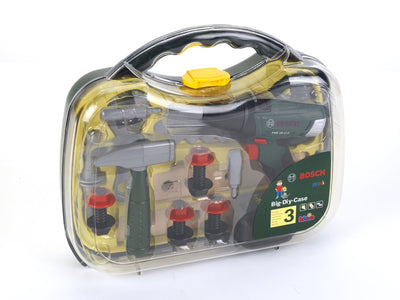 Klein toys bosch mini speelgoed werkkoffer met accuschroevendraaier - incl. meer gereedschap, verwisselbare opzetstukken, licht- en geluidseffecten - groen geel