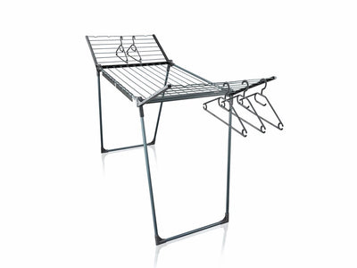 Leifheit droogrek pegasus 200 solid zwart - 20 m drooglengte - incl. houders voor klein wasgoed en 5 kledinghangers