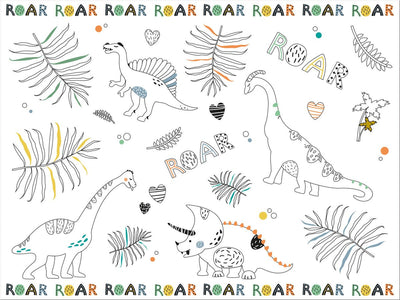 Folat kleurplaat placemat dino roars, 6st.