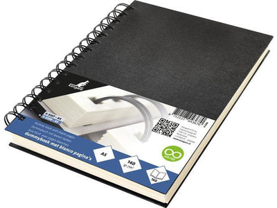 Kangaro dummyboek - a5 - zwart - met spiraal - 160 blanco pagina's - 140 grams cream papier - linnen kaft