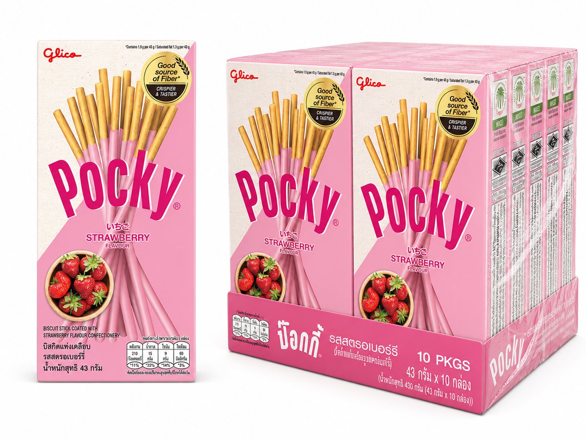 Pocky strawberry - 10 x 43gr - voordeelverpakking