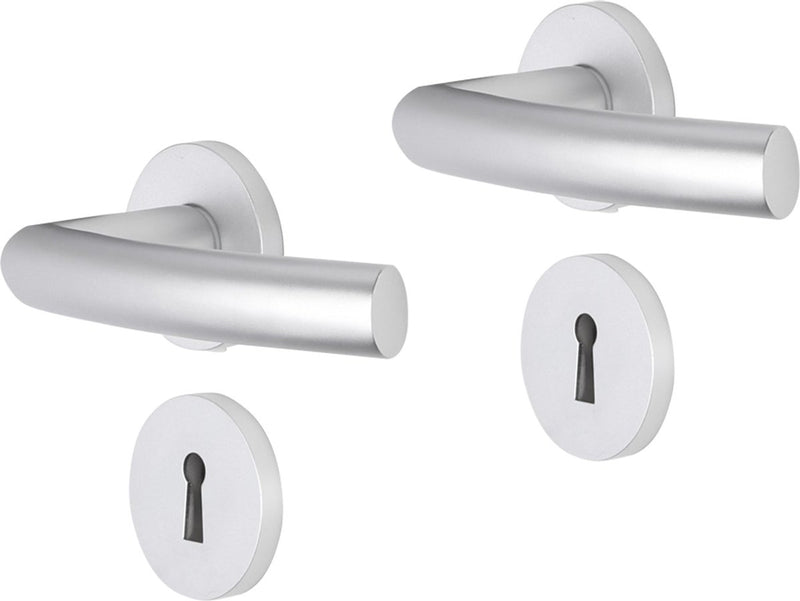 Impresso deurkruk - burton - voor binnen - rond met rond sleutelrozet - aluminium - 2 stuks
