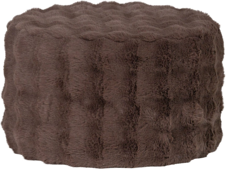 Woood olven poef laag - fluffy stof - bruin - 36x60x60