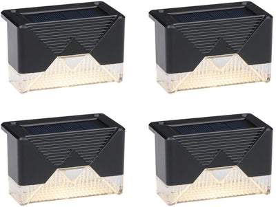 Grundig solar tuinverlichting 4 stuks - solar lamp voor terras en schutting verlichting - warm wit sfeerlicht - tuin verlichting incl. montagemateriaal - 6-8 uur batterijduur - zwart