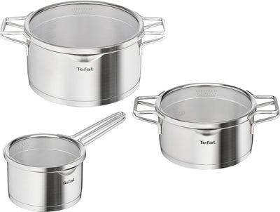 Tefal nordica - pannenset - 3-delig - inductie - rvs - geschikt voor alle warmtebronnen
