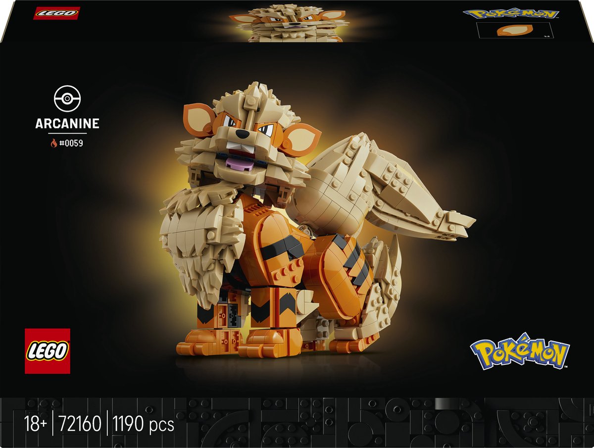 Lego pokémon - arcanine pokémon dieren figuur bouwpakket voor volwassenen en woondecoratie - 72160