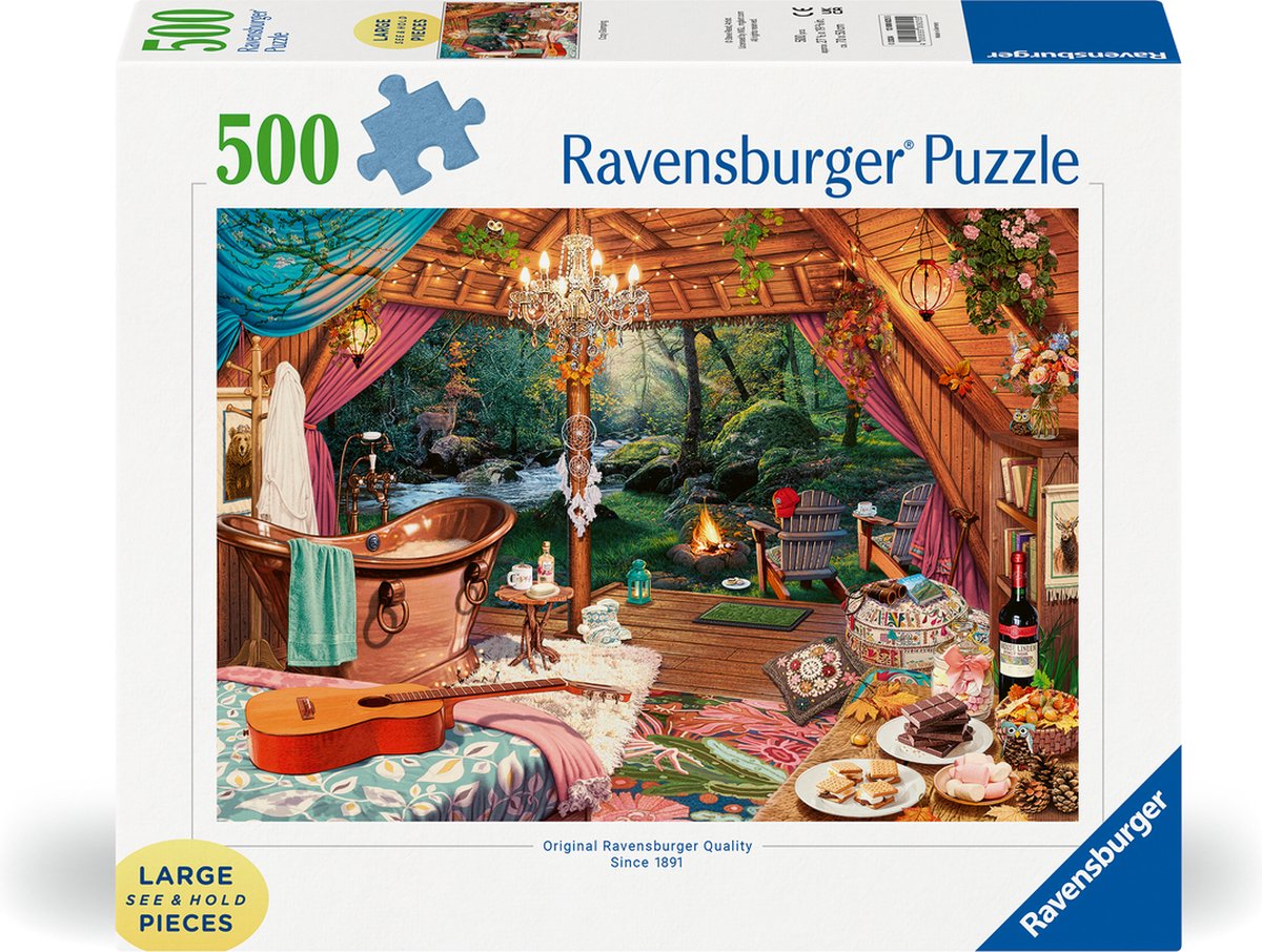 Ravensburger puzzel cozy glamping - legpuzzel - 500 large format stukjes