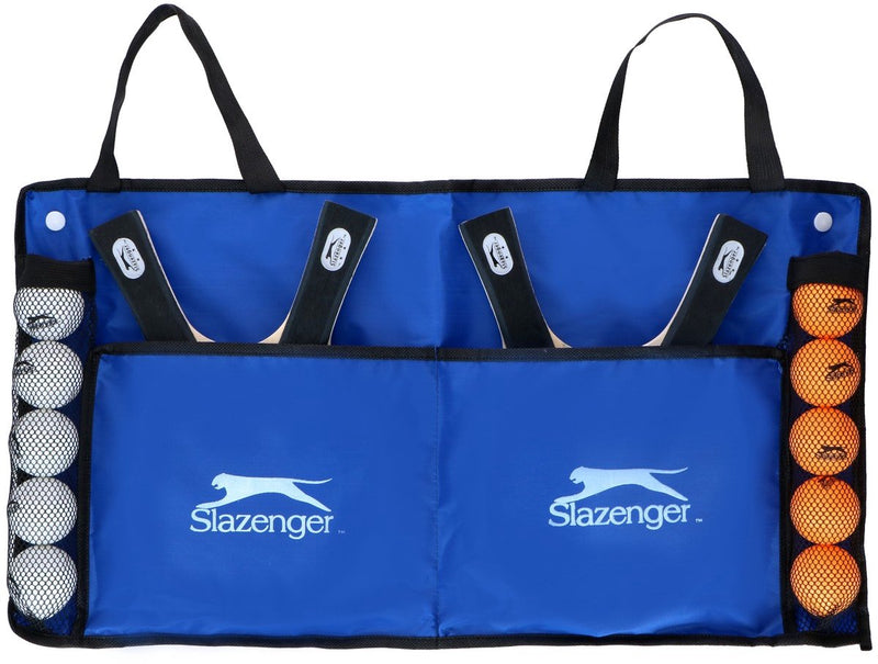 Slazenger tafeltennis set - 15 stuks - 4 tafeltennis batjes, 10 ballen en 1 draagtas - makkelijk mee te nemen - meerkleurig