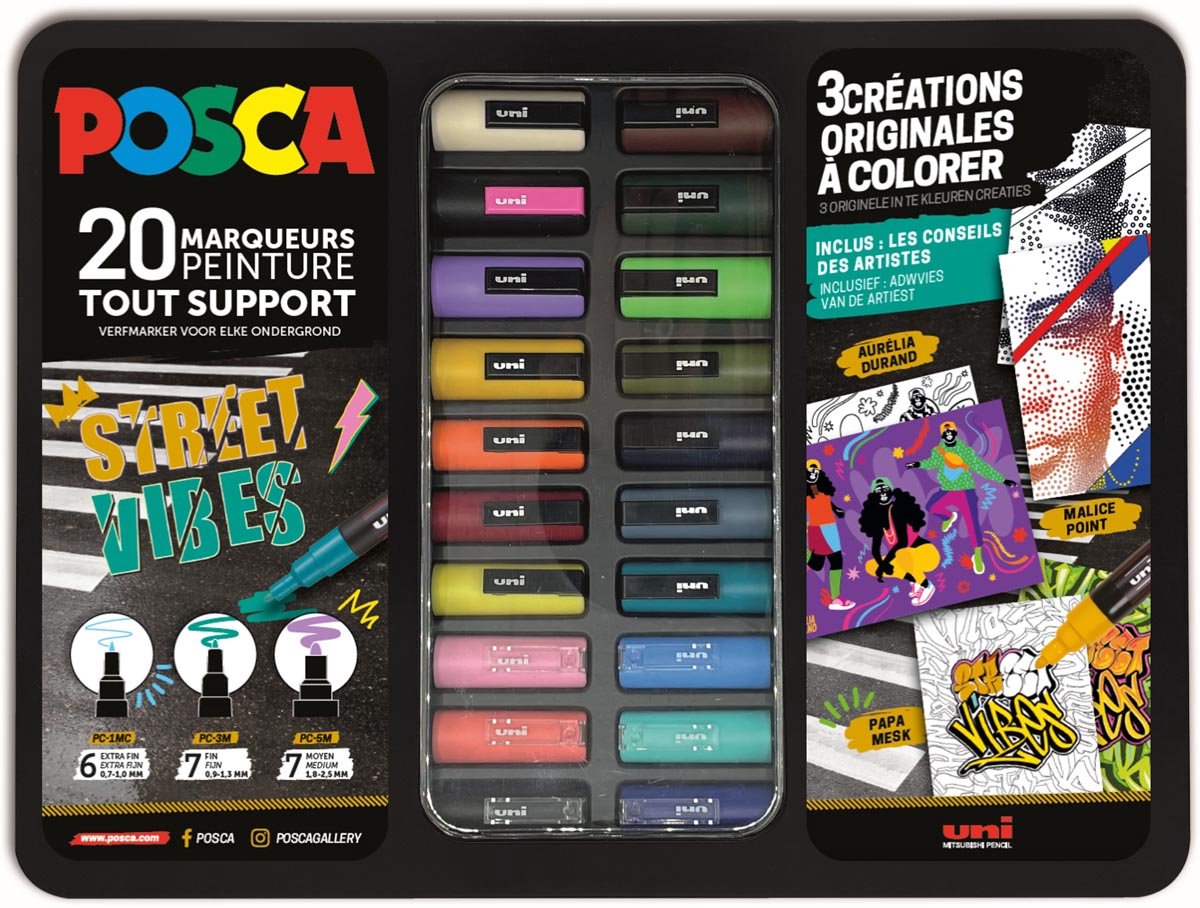 Posca uni uni verfmarker koffer street vibes 20 stuks