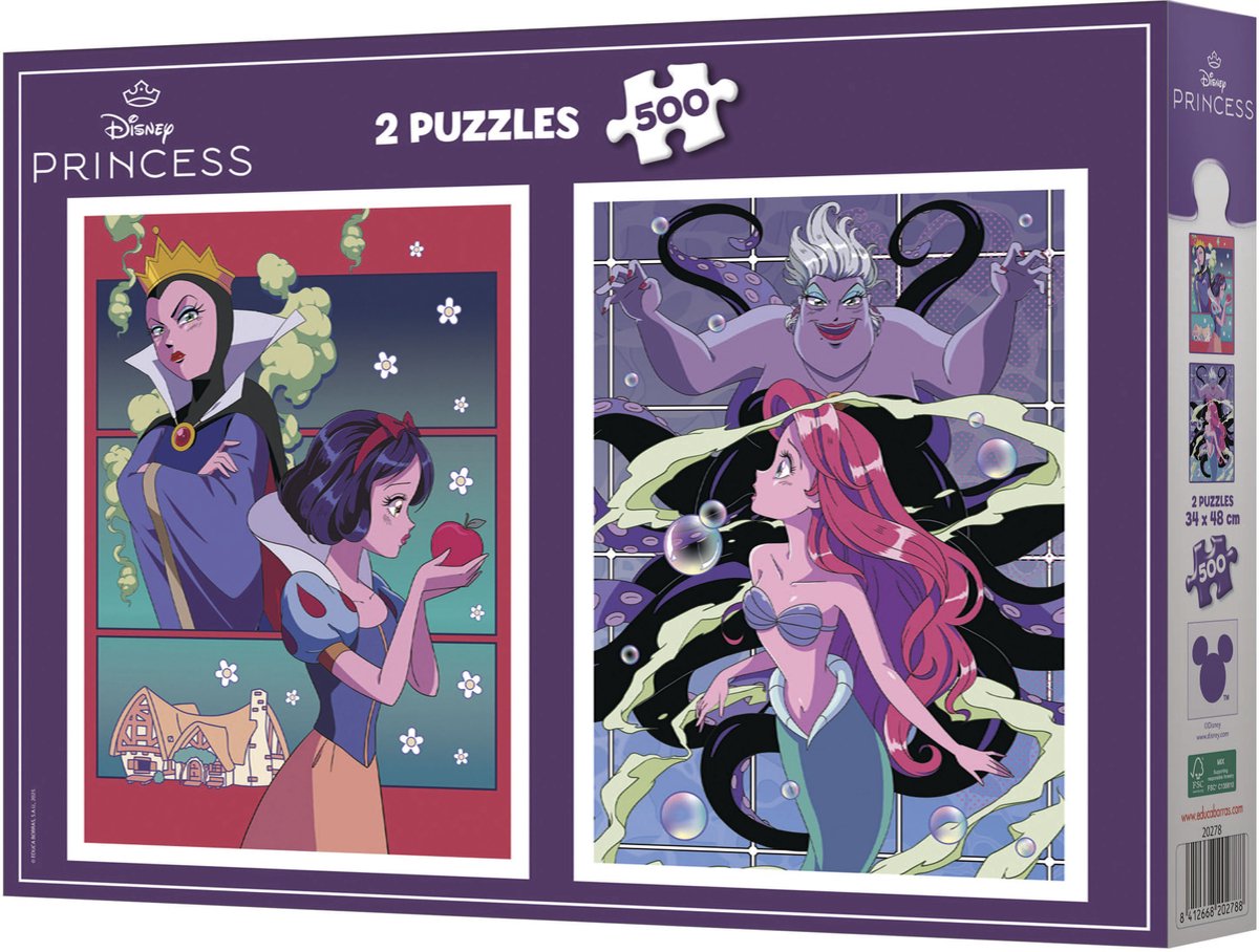 Educa puzzel disney villains princess 2x500 stukjes karton.