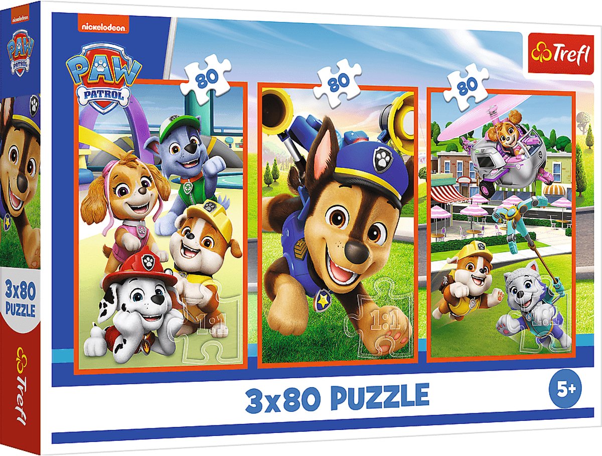 Trefl puzzel paw patrol 3x80 stukjes fsc mix 70% - kinderpuzzel.