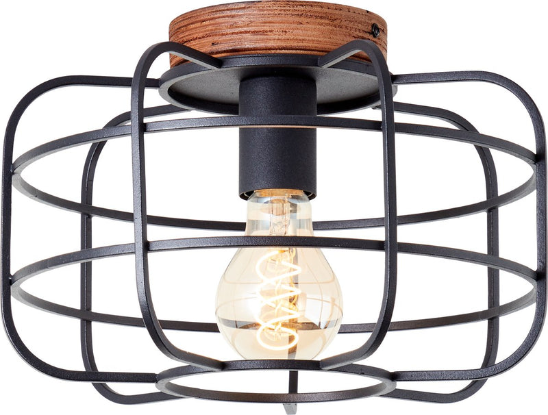 Brilliant gwen - plafondlamp - e27 max 1x60w - hout zwart