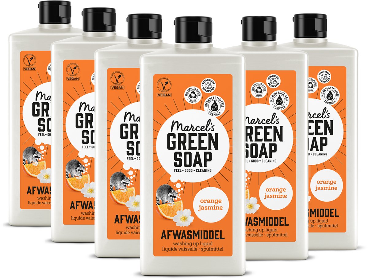Marcel's green soap afwasmiddel - sinaasappel jasmijn - 6 x 500ml