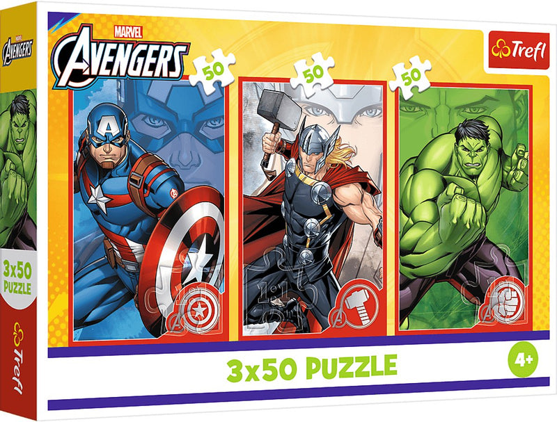 Trefl 3x50, your hero, disney marvel the avengers fsc mix 70%, 50 stuk(s), strips, 4 jaar