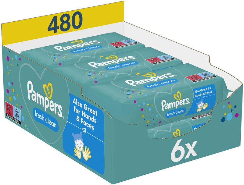 Pampers fresh clean babydoekjes 6 verpakkingen = 480 doekjes