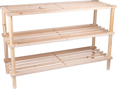 Alpina schoenenrek - 3-laags schoenenbank - hout - 74 x 26 x 48,5 cm - tot 10 paar schoenen