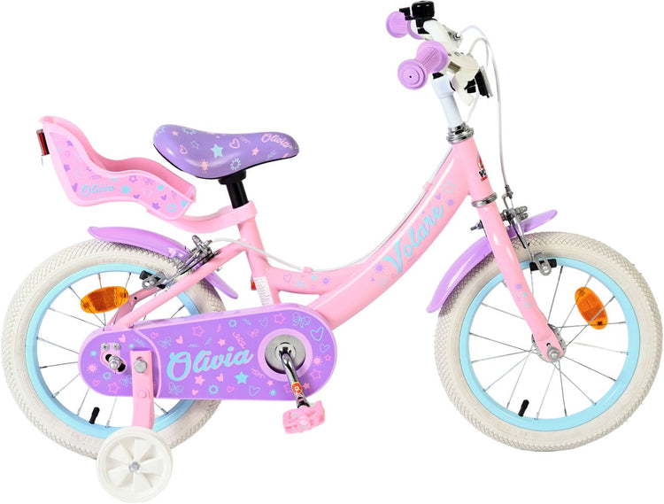 Volare olivia kinderfiets - meisjes - 14 inch - roze - twee handremmen