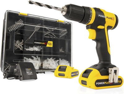 Powerplus accu klopboormachine powxb10070 - 3 in 1: boren hamerboren en schroeven, 20 v boormachine, 30 nm, links en rechts schroeven, incl. 2 accu's 1.5 ah en 1 lader, 362 accessoires