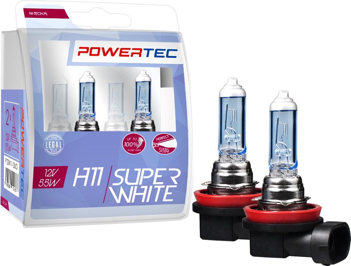 Powertec h11 12v superwhite – set van 2 autolampen
