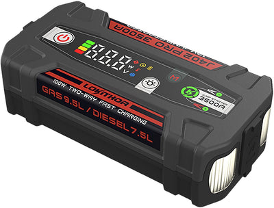 Lokithor jumpstarter j402 pro - 12v - startvermogen 3500a - powerbank – zaklamp - lage zelfontlading