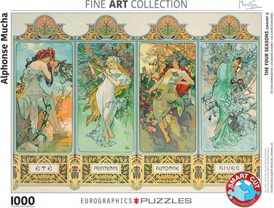 Eurographics - de vier seizoenen [les quatre saisons] - alphonse maria mucha - 1000 stukjes 68×48cm (b×h) - fine art legpuzzel