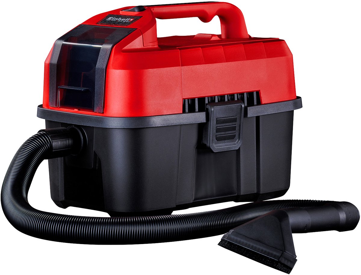 Einhell accu nat- droogzuiger te-vc 18 10 li solo - power x-change - 18 v li-ion - 10 l - 90 mbar - slanglengte -diameter: 2.0 m 36 mm - 72 db - blaasfunctie - incl. 6-delige accessoireset - excl. accu en lader