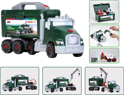 Klein toys - bosch mini gereedschap vrachtwagen - 86 onderdelen - 1:24 bosch-schroefwagen - groen rood