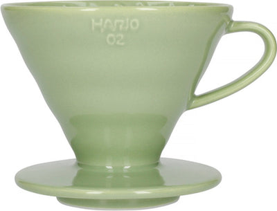 Hario v60 dripper - 02 size - keramiek - smokey groen
