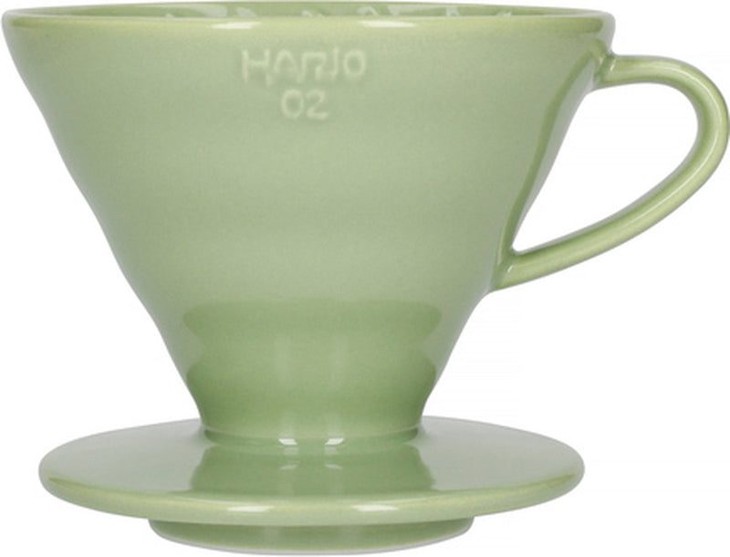 Hario v60 dripper - 02 size - keramiek - smokey groen