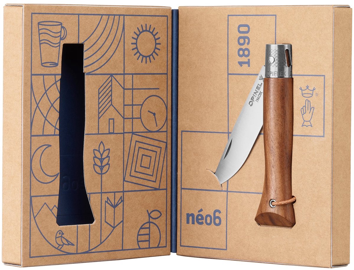 Opinel néo6 zakmes - black walnut - rvs hout - opiflex