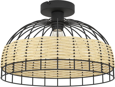 Eglo anwick plafondlamp - e27 - ø 38 cm - zwart rotan