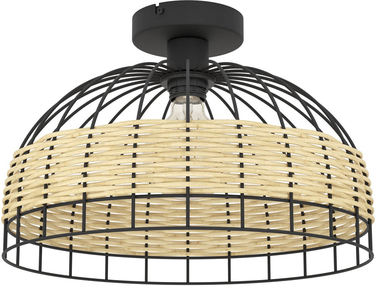 Eglo anwick plafondlamp - e27 - ø 38 cm - zwart rotan